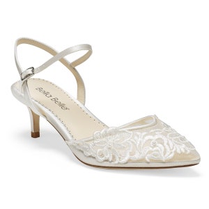 Ivory Lace and Pearl Wedding Kitten Heel Bella Belle Mina image 2