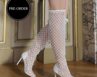 Over the Knee Made to Order Pearl Boots