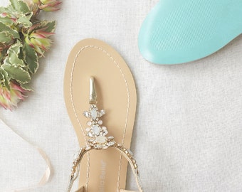 Something Blue Sole Wedding Shoes Sandals with gold Jewel Crystal Destination Beach Wedding Bohemian Bella Belle Luna