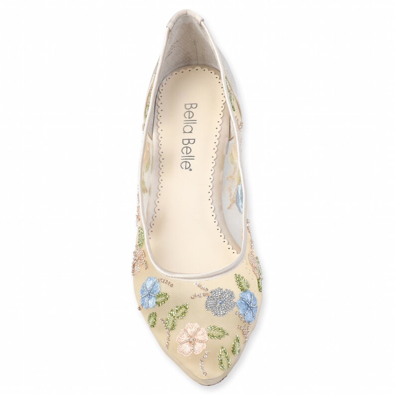 Flower Embellished Embroidered Wedding Flats Bella Belle Pippa