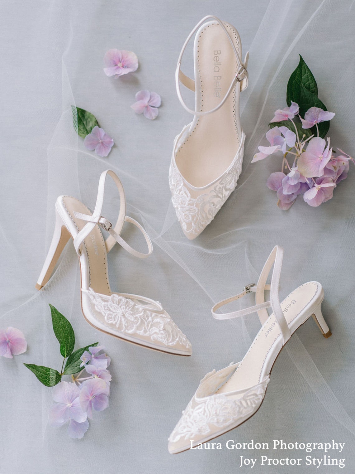 Ivory Lace and Pearl Wedding Kitten Heel  Bella Belle Mina image 5