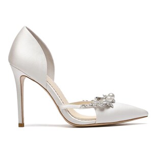 D’Orsay Silk Pearl and Crystal Heels