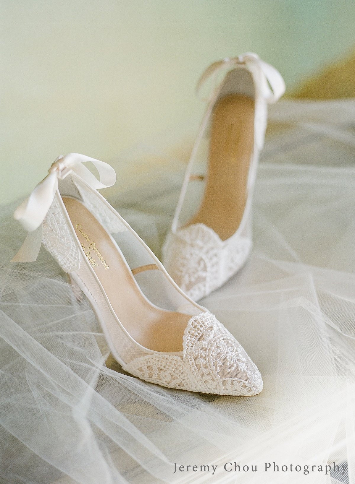 Ivory Wedding Pump With Silk Ribbon and French Embroidery by - Etsy UK