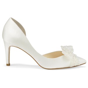 Ivory Silk D'Orsay Pump with Beaded Bow Bella Belle Dorothy image 3