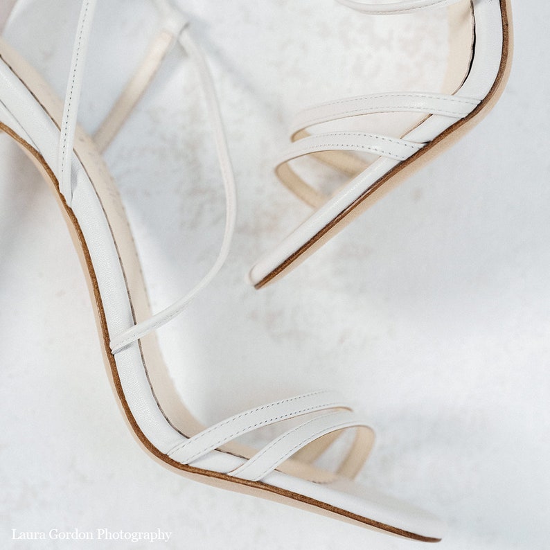 Strappy Ivory Lace-Up Heel Tie Sandals image 4