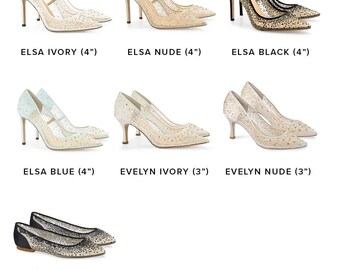 Nude Sequin Low Heel Wedding Shoes 