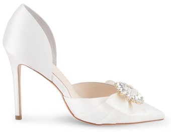 Ribbon and Crystal Ivory D’orsay Pump