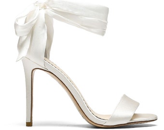 Wedding Ankle Tie Shoes Bridal Strappy Heel