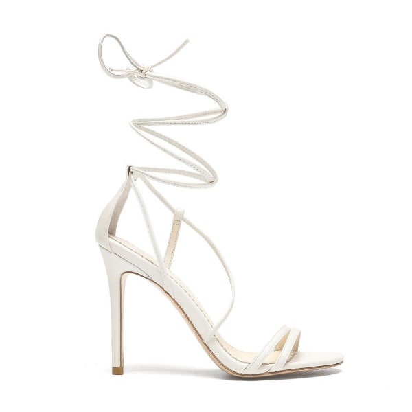 Strappy Ivory Lace-Up Heel Tie Sandals