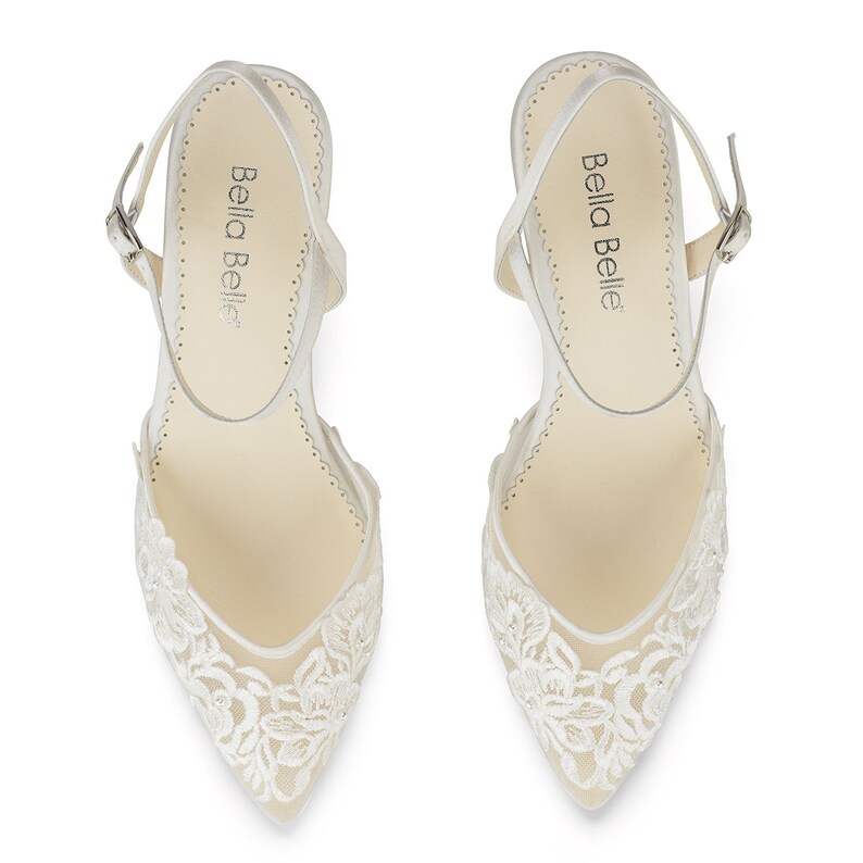 Ivory Lace and Pearl Wedding Kitten Heel Bella Belle Mina image 4