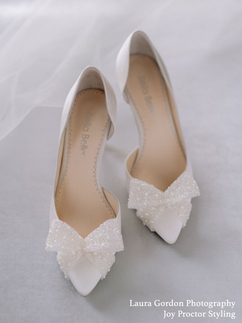 Ivory Silk D'Orsay Pump with Beaded Bow Bella Belle Dorothy image 6