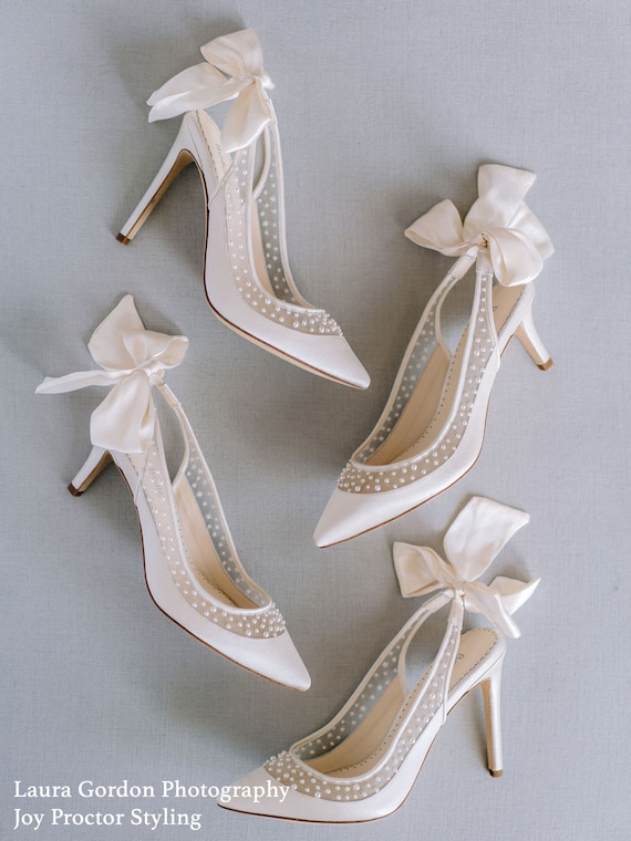 Slingback ivory cheap wedding shoes