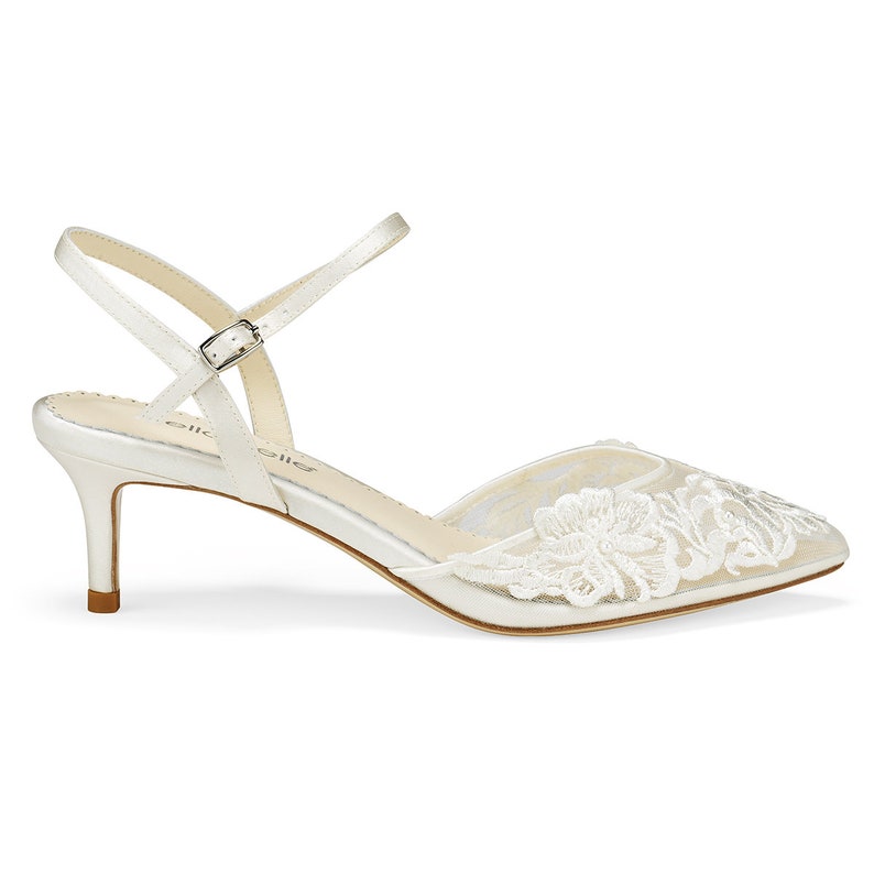 Ivory Lace and Pearl Wedding Kitten Heel Bella Belle Mina image 3