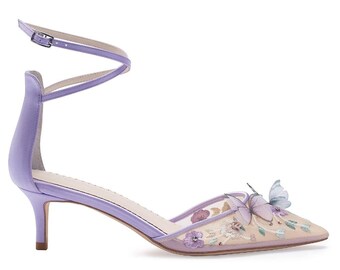 Garden Lavender Low Heel with Butterflies