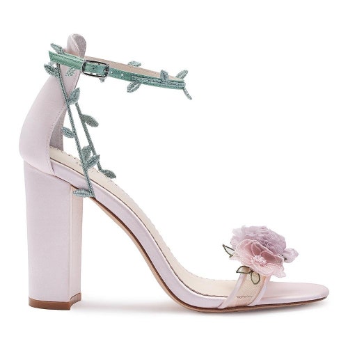 Blush Block Heels With 3D Flowers - Etsy