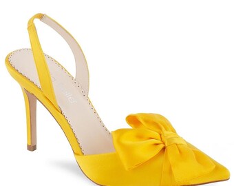 Yellow heels with bow sale