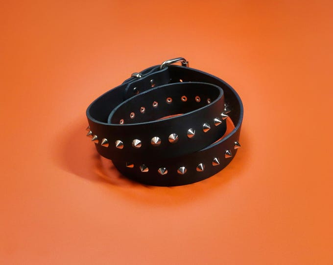 Black Spiked Leather Belt: Gothic Festival Fashion