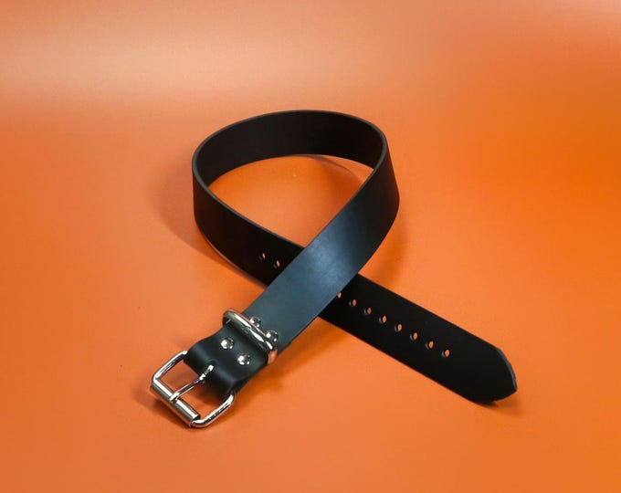 Handmade Black Leather Belt: Vegetable Tanned, 1.5" Wide