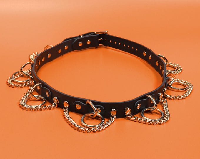 Slim Leather O-Ring Chain Belt – Twisted Nickel, Punk Style UK