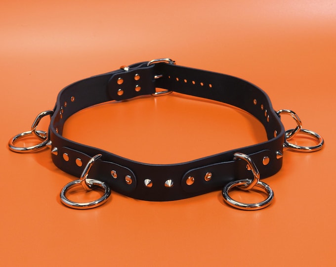 Spiked O-Ring Belt – 1.5 Inch Wide Vegetable Tanned Leather Punk Accessory