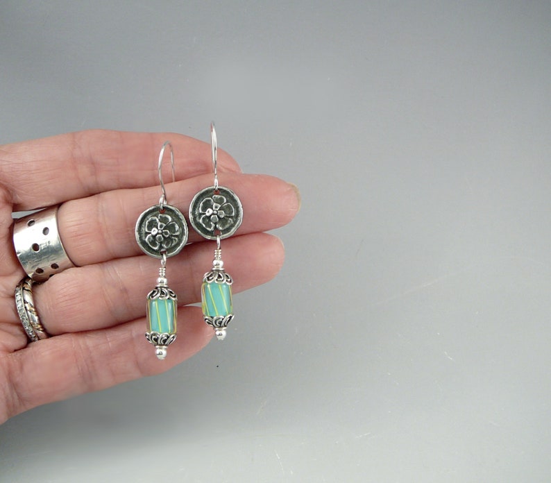 Glass Earrings Silver Dangle Earrings Funky Earrings Cool Earrings
