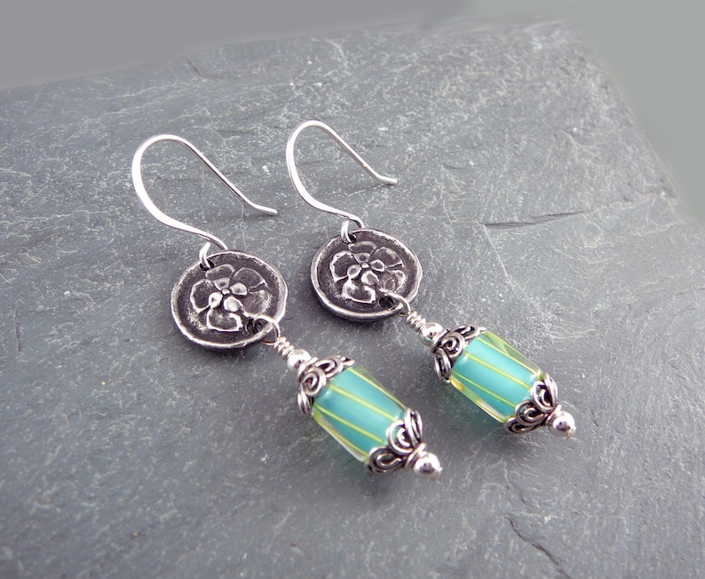 Glass Earrings Silver Dangle Earrings Funky Earrings Cool Earrings