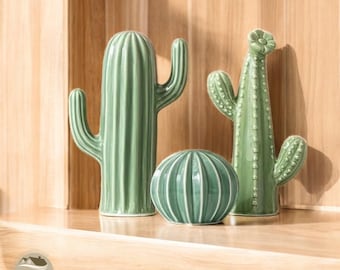 Handcrafted Ceramic Cactus Ornament: Succulent Planter Pot