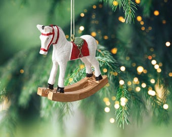 Vintage Chinese Silk Stuffed Rocking Horse Christmas Tree  display picture 1
