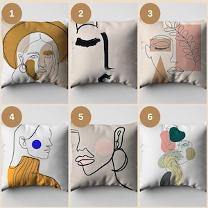 Abstraktes Gesicht Line Art Kissenbezug, minimalistischer moderner Kissenbezug, modernes Wohndekor, perfektes Geschenk
