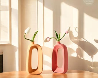 Modern Ceramic Vase: Hollow Circular Design, Decorative Planter