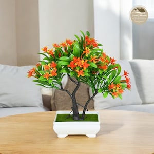 Artificial Bonsai Tree with Flowers: Home Decor Plant