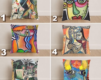 Kissenbezug Picasso Style: Abstrakte Gesichtskunst, Moderner Kubismus-Dekor