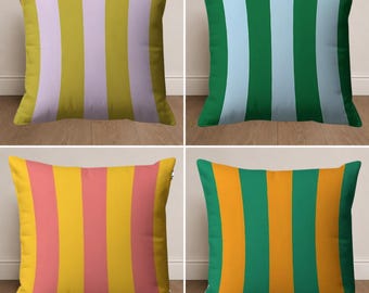 Set of 4 Striped Pillow Covers, Modern Colorful Cushion Set, Minimalist Throw Pillows, Scandinavian Home Decor