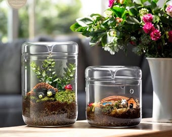 Moss Landscape Glass Terrarium, Decorative Glass Planter, Modern Home Decor, Ideal for Gifts, Plant Lovers