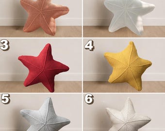 Star Shaped Throw Pillow, Knitted Decorative Cushion, Scandinavian Nordic Pillow, Cozy Modern Home Decor