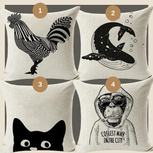 Whale Throw Pillow Cover: Black and White Nautical Ocean Decor