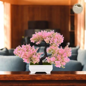 Artificial Bonsai Tree with Flowers: Faux Home Decor