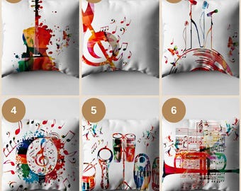 Watercolor Music Note Pillow Cover: Abstract Musical Art Decor