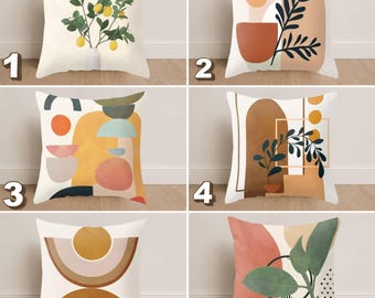 Funda de almohada con rostro abstracto, funda de cojín minimalista con diseño lineal, funda de almohada bohemia moderna, decoración escandinava para el hogar.