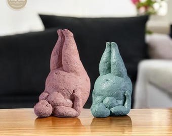 Resin Fat Women Statues: Modern Art Sculpture, Pink & Blue