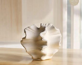 Nordic Ceramic Coral Vase: Black and Beige Art Decor