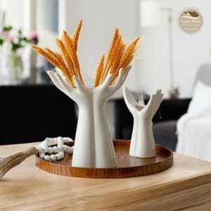 Decorative Hand Ceramic Flower Vase, Unique Hand-Shaped Ceramic Vase for Modern Home Decor, Available in Small and Large Sizes, Perfect Gift