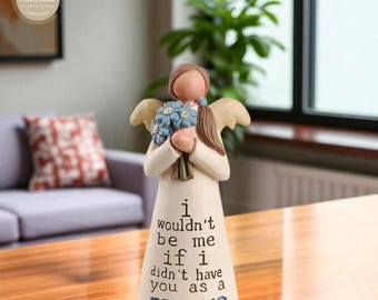 Friendship Angel Figurine Resin Sister Gift with Quote, Hand Painted Angel Figurines for Friend Birthday, Sister Keepsake Statue