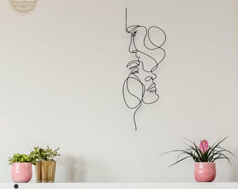 Minimalist Iron Face Wall Art: Modern Abstract Sculpture