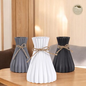 Nordic Decorative Flower Vase, Made of Plastic, Elegant Home Decor in Black, White, or Gray, Perfect Gift for Any Occasion