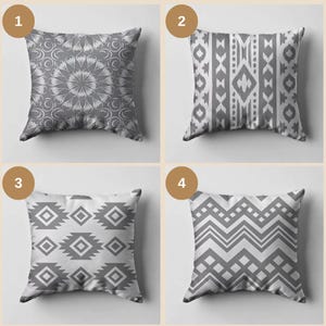 Gray Throw Pillow Cover Decorative Cushion Case, Tribal Geometric Boho Pillowcases for Sofa Couch Bedroom, Ethnic Modern Home Decor Accent