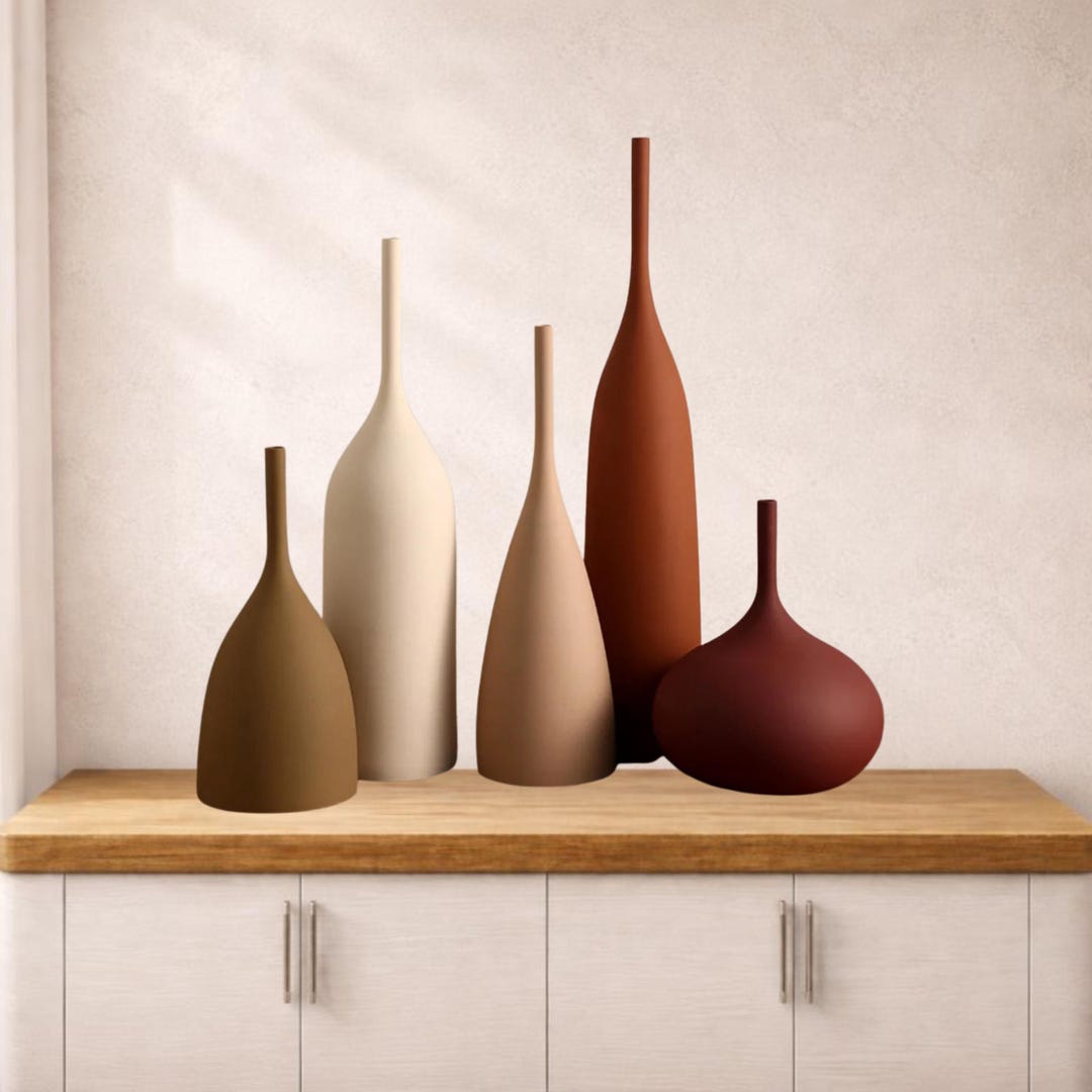 Nordic Retro Brushed Ceramic Vase, Minimalist Scandinavian Vase, Modern ...