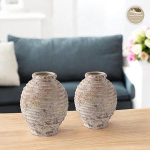 Rustic Ceramic Pottery Vase: Retro Home Decor, Two Sizes