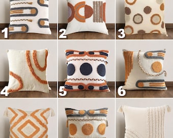 Boho Tufted Pillow Cover, Textured Geometric Cushion Cover, Modern Neutral Throw Pillow, Scandinavian Home Decor