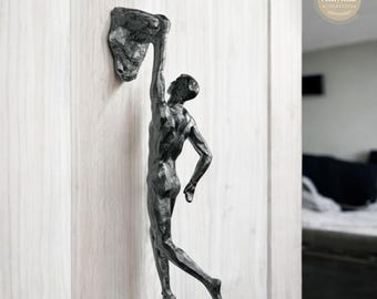 Resin Rock Climber Wall Art: Modern Adventure Sculpture